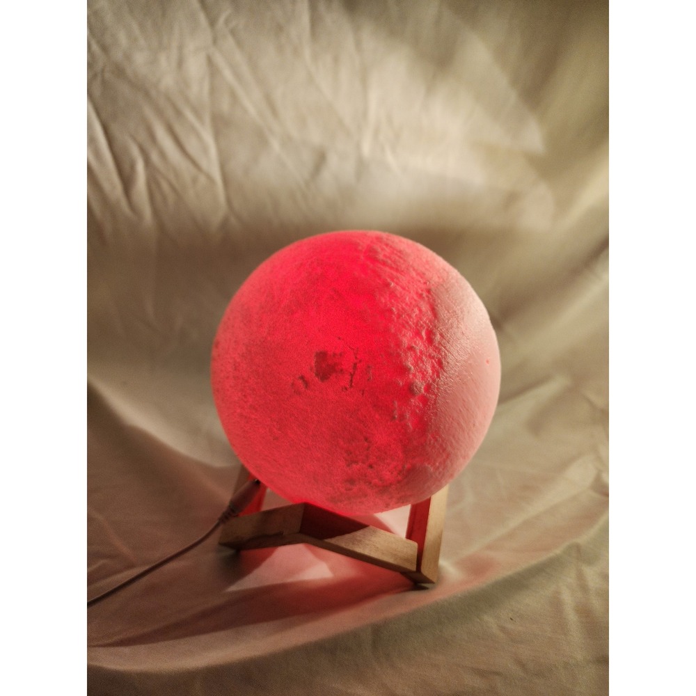 3D Printed Moon Lamp Multicolored LED Night Light with Wooden Stand - Picture 2 of 3